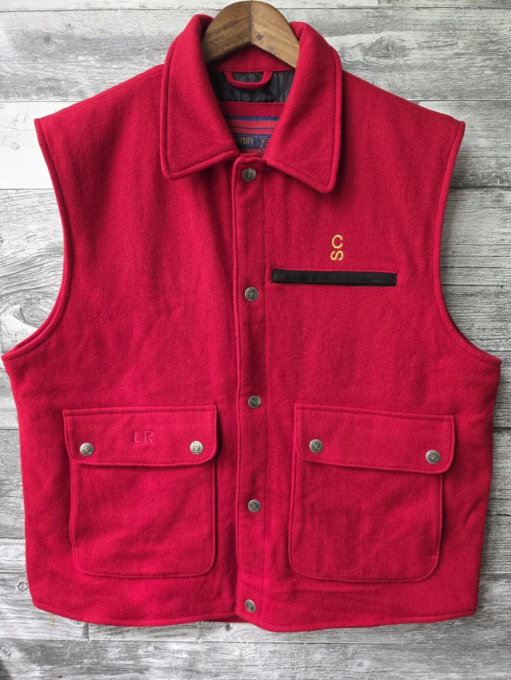 Wrangler Twenty X Calgary Stampede Rodeo Red Wool Lined Vest XL